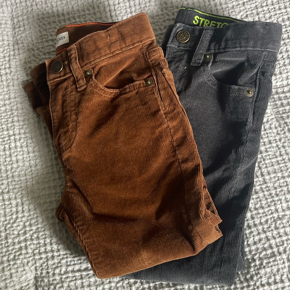 J. Crew Crew Cuts Two Pair of Everyday Stretch Corduroy Pants Boys size 4